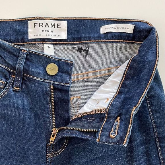 FRAME Le Skinny de Jeanne Jean Mid-Rise Palisade Medium Blue Wash 24 NWOT - Picture 7 of 10